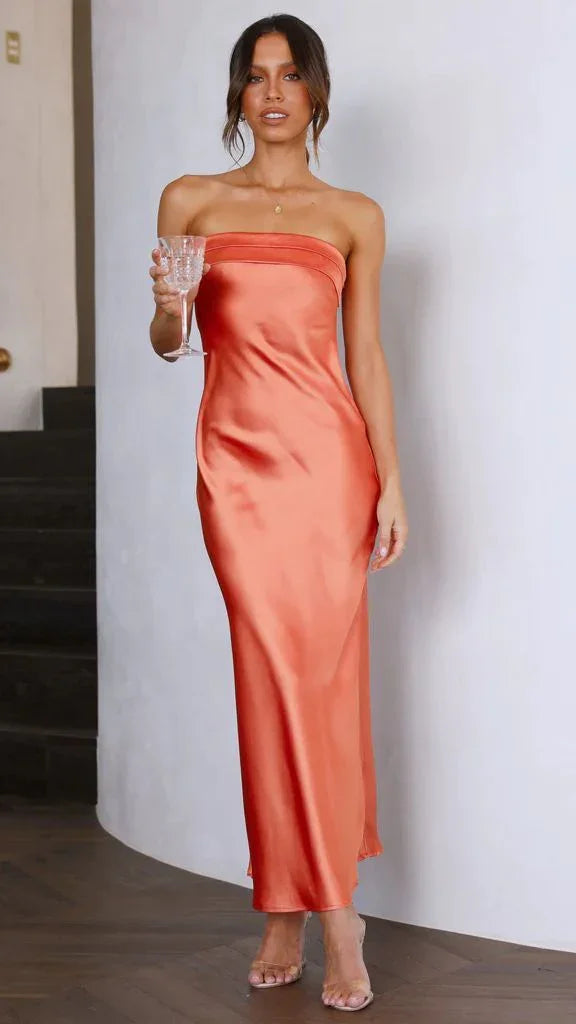 Summer Tube Top Long Dress With Backless Design INS Fashion Flowers Print Party Evening Dresses For Women - VAleG