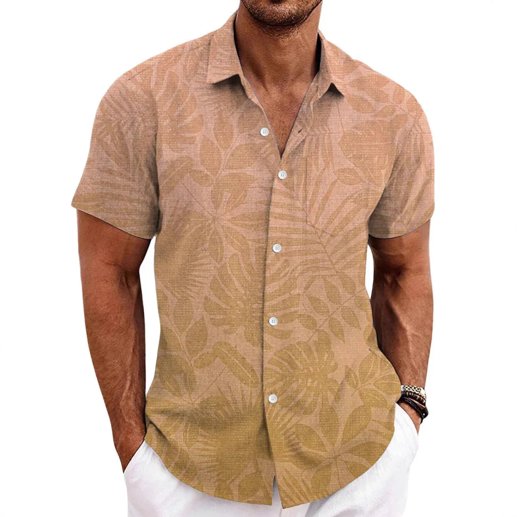 Solid Color Short Sleeve Cardigan Beach Shirt - VAleG
