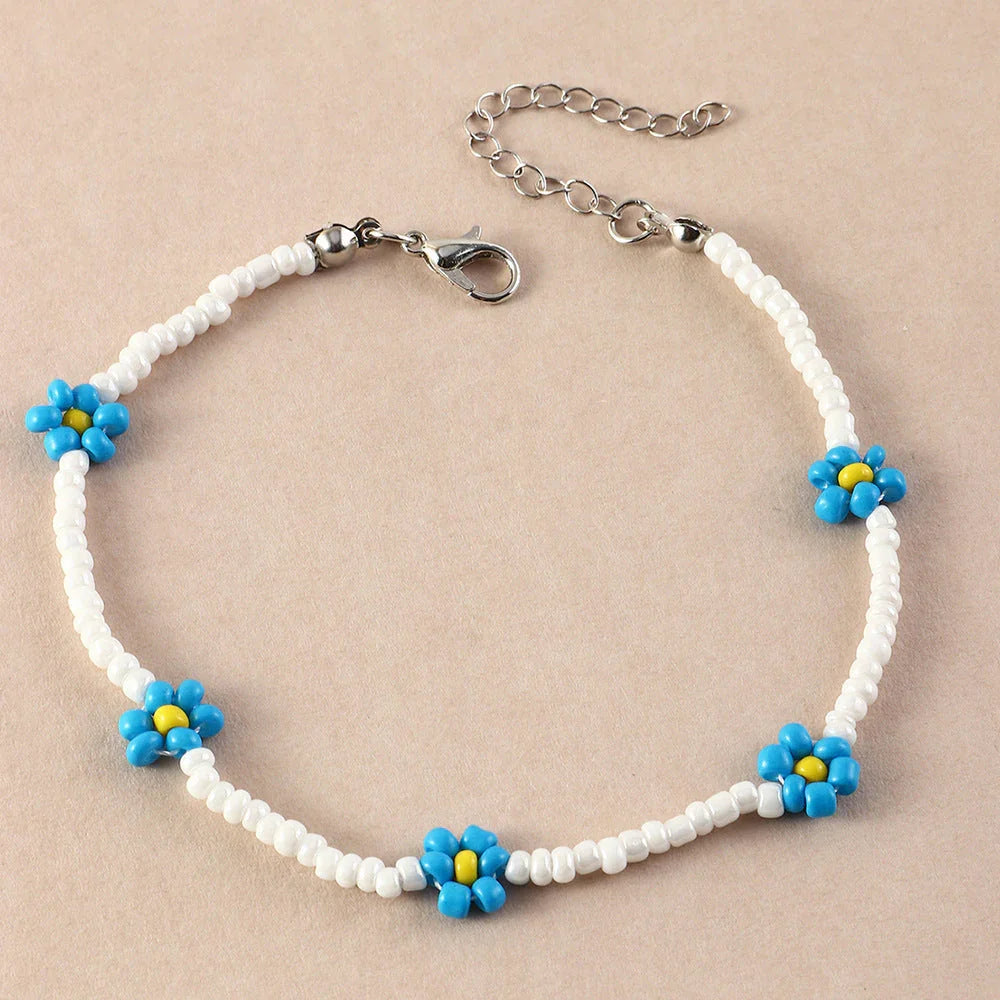 Bohemian Beach Resort Style Daisy Anklet - VAleG