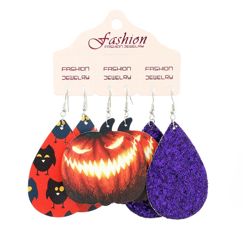 Teardrop Shape Halloween Theme Dangle Earrings - VAleG