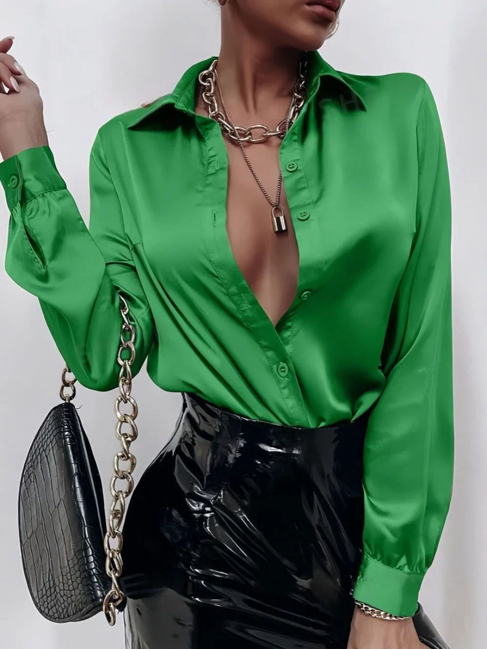 Women's Shirt Satin Silk-like Long Sleeve - VAleG