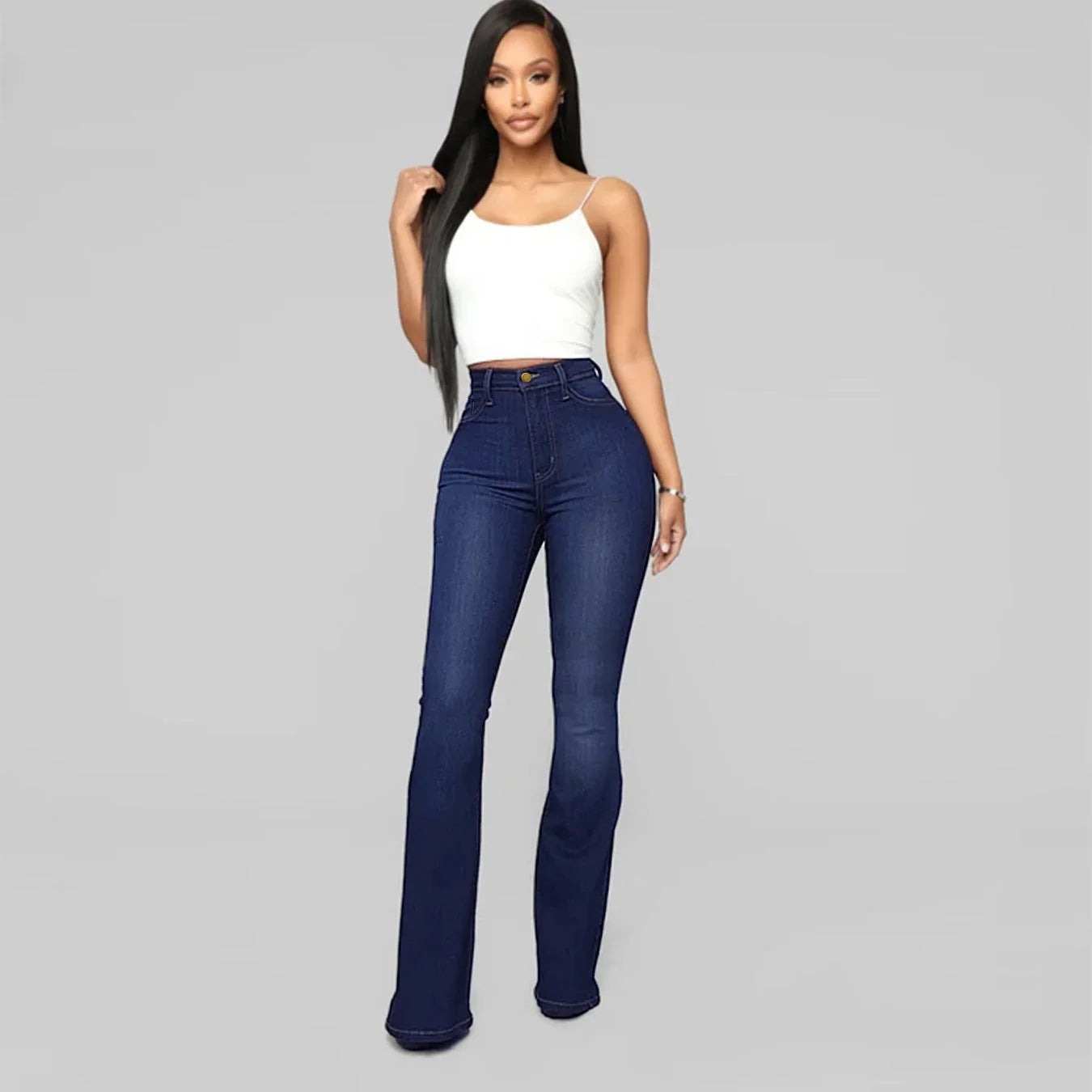 Women's Classic High Waist Slim Denim Horseshoe Pants - VAleG