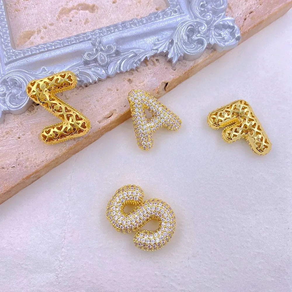 Inlaid Zircon Bubble Initial Necklace - VAleG