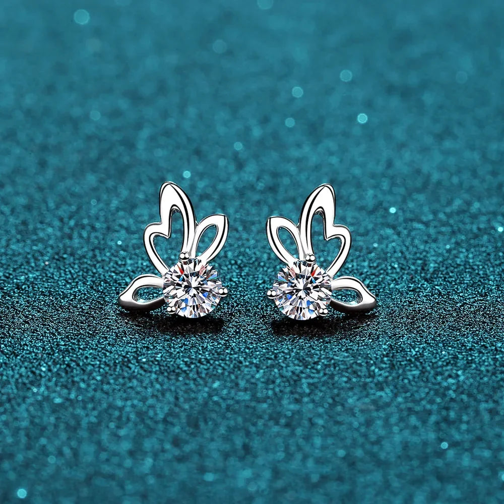 1 Carat Moissanite Butterfly Shape Earrings - VAleG
