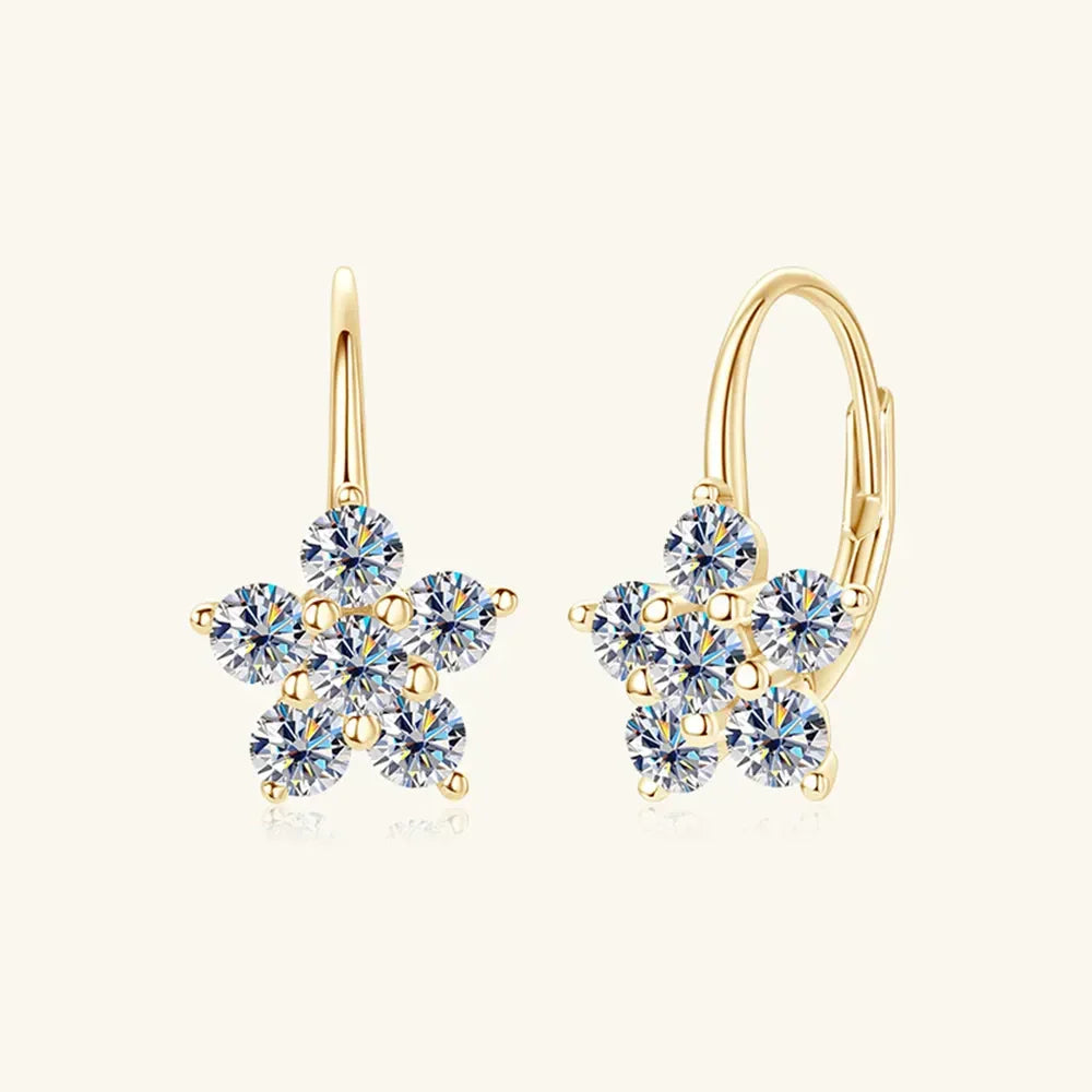 1.2 Carat 925 Sterling Silver Moissanite Flower Huggie Earrings - VAleG