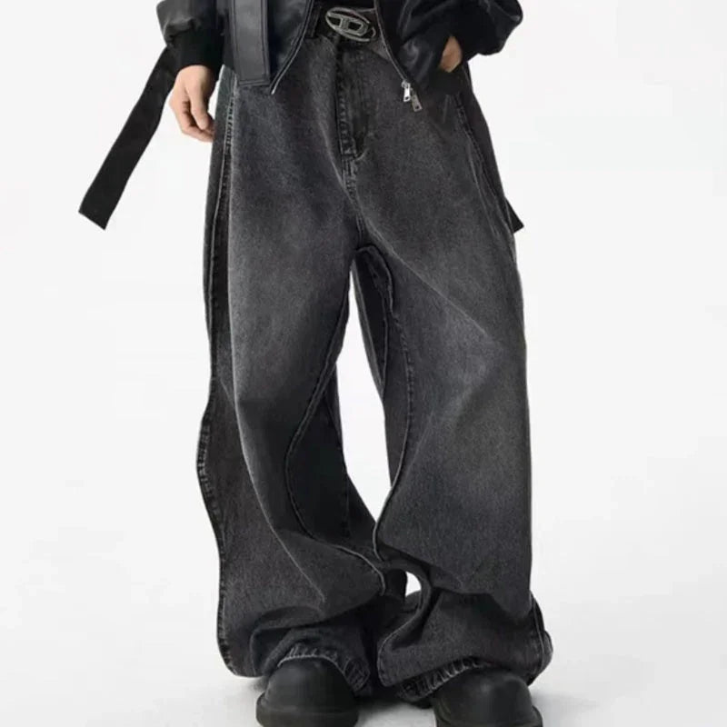 High-grade Stitching Loose Wide-leg Draping Effect Straight-leg Pants Trousers - VAleG
