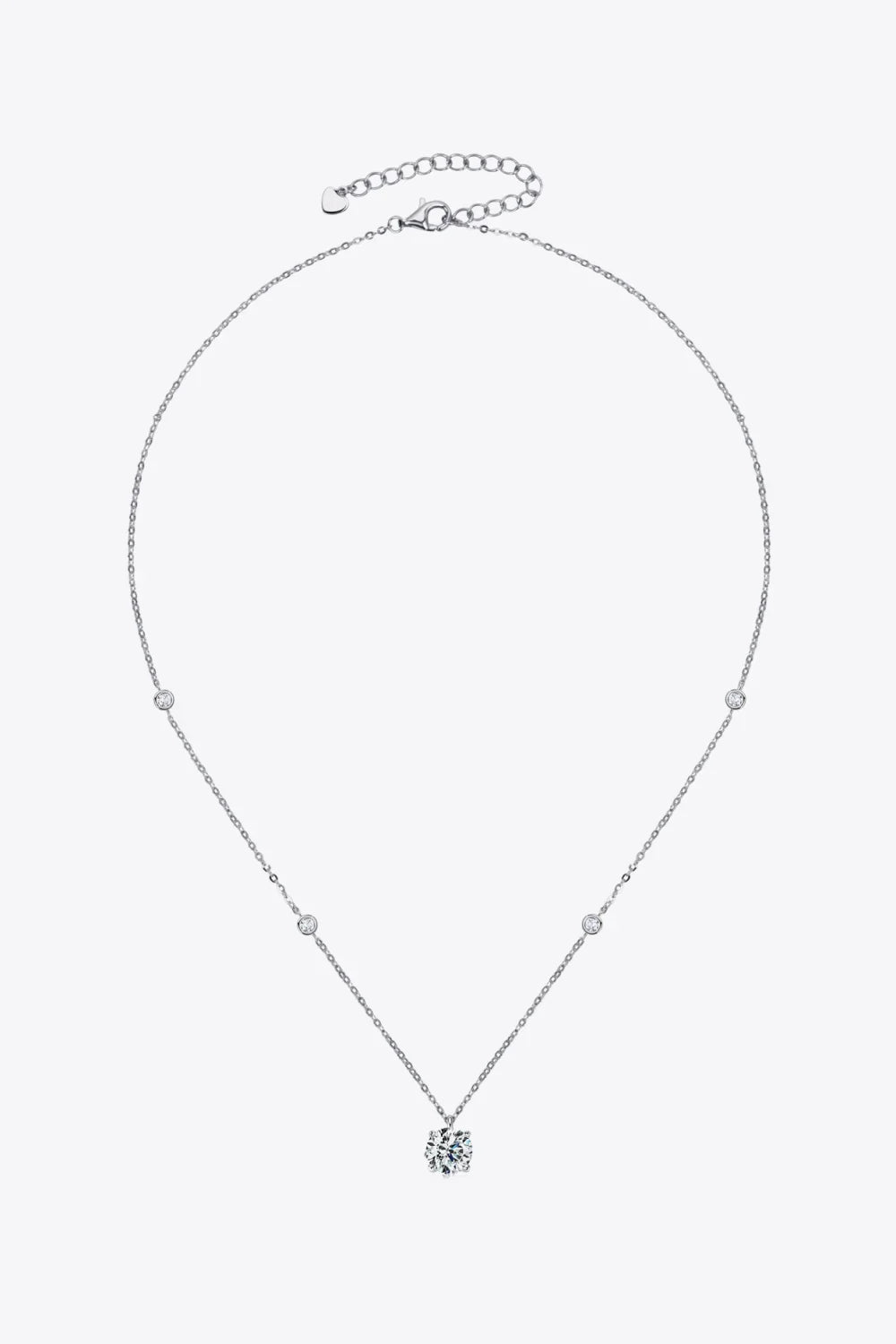2 Carat Moissanite 4-Prong 925 Sterling Silver Necklace - VAleG