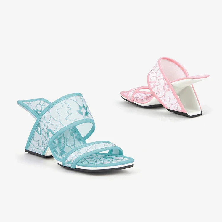 Women's Lace Embroidered Slippers Hollow-out Wedge - VAleG