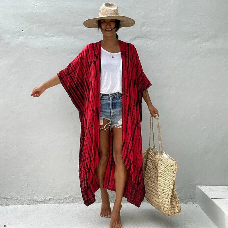 Polyester Ladies Sun Protection Resort Beach Dress Cover Up - VAleG