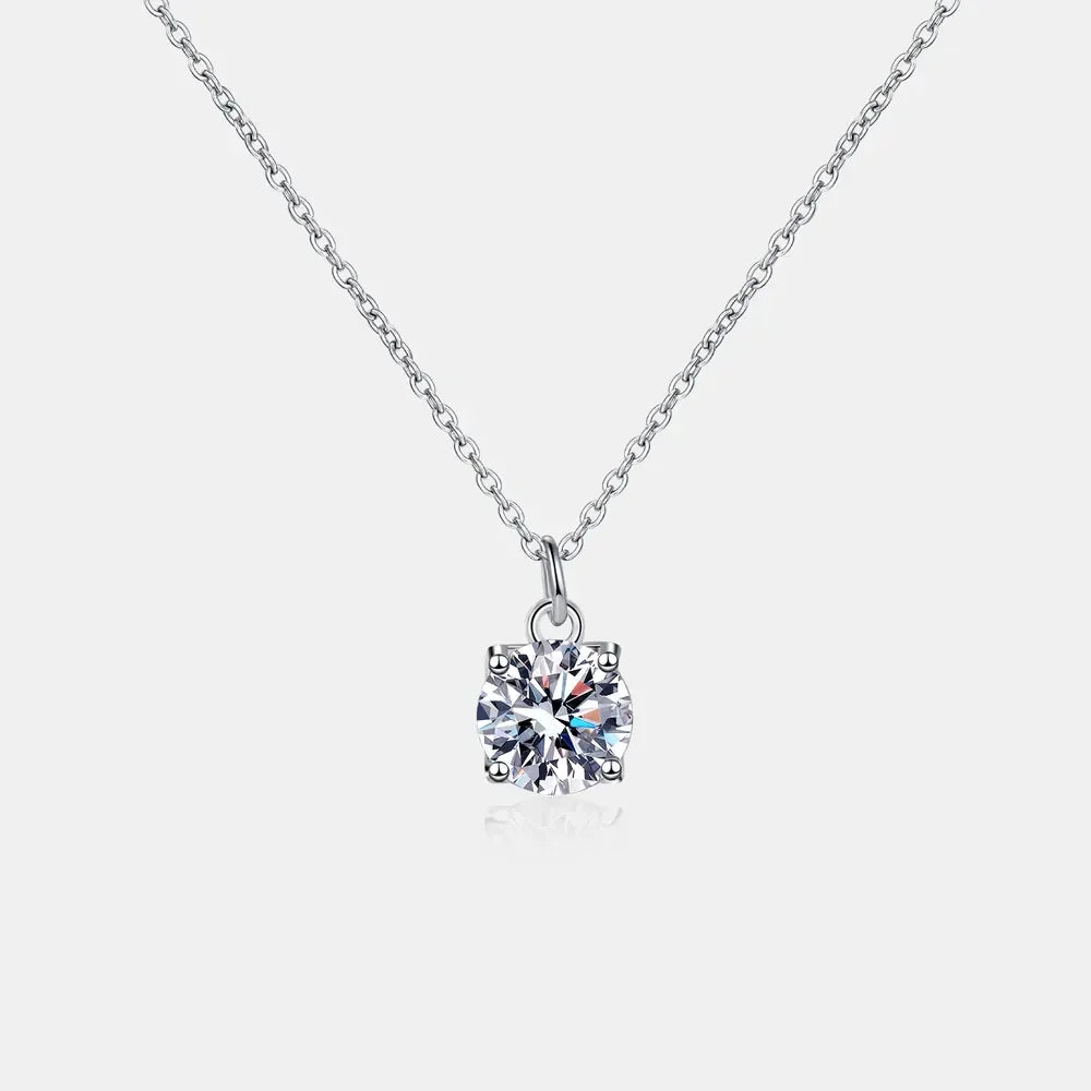 1 Carat Moissanite 925 Sterling Silver Necklace - VAleG