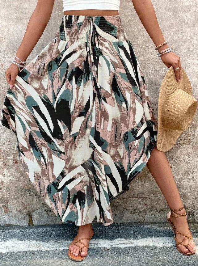 Women Contrast Color Print Random Cut Skirt - VAleG