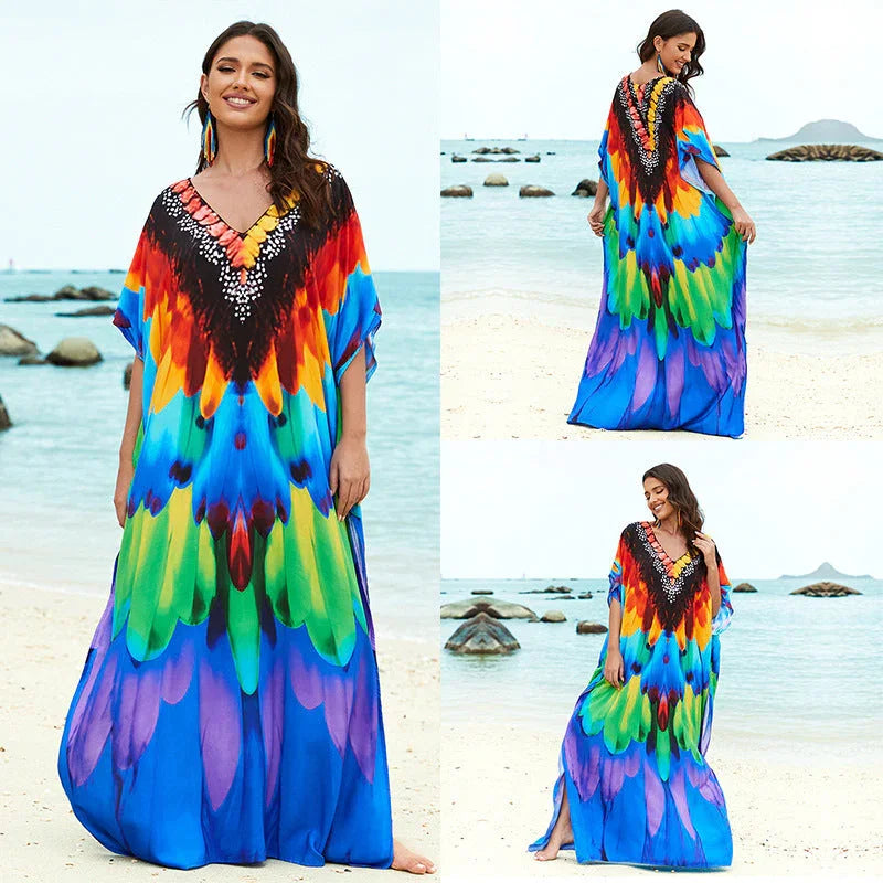 Women's Cotton Tie Dyed Beach Dress - VAleG