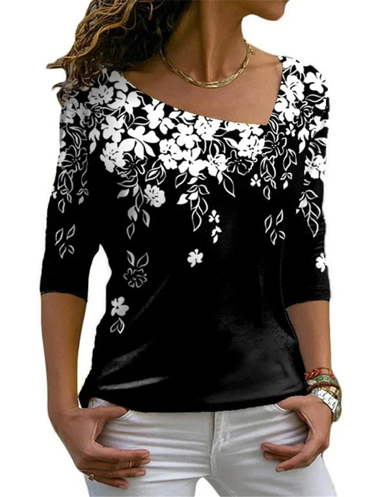 Fashion Women's Long-sleeved V-neck Top Bottoming Shirt - VAleG