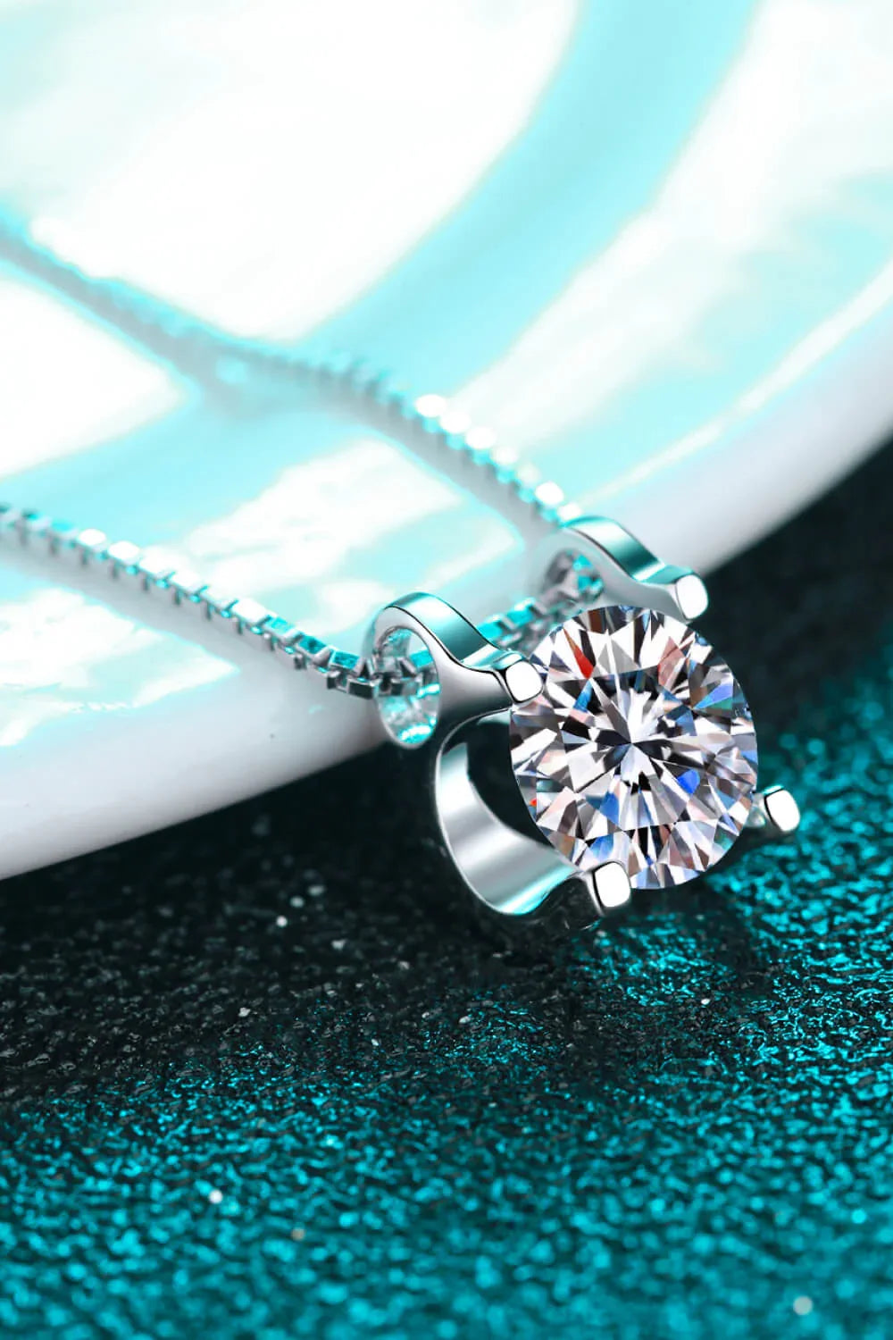 1 Carat Moissanite 925 Sterling Silver Chain Necklace - VAleG