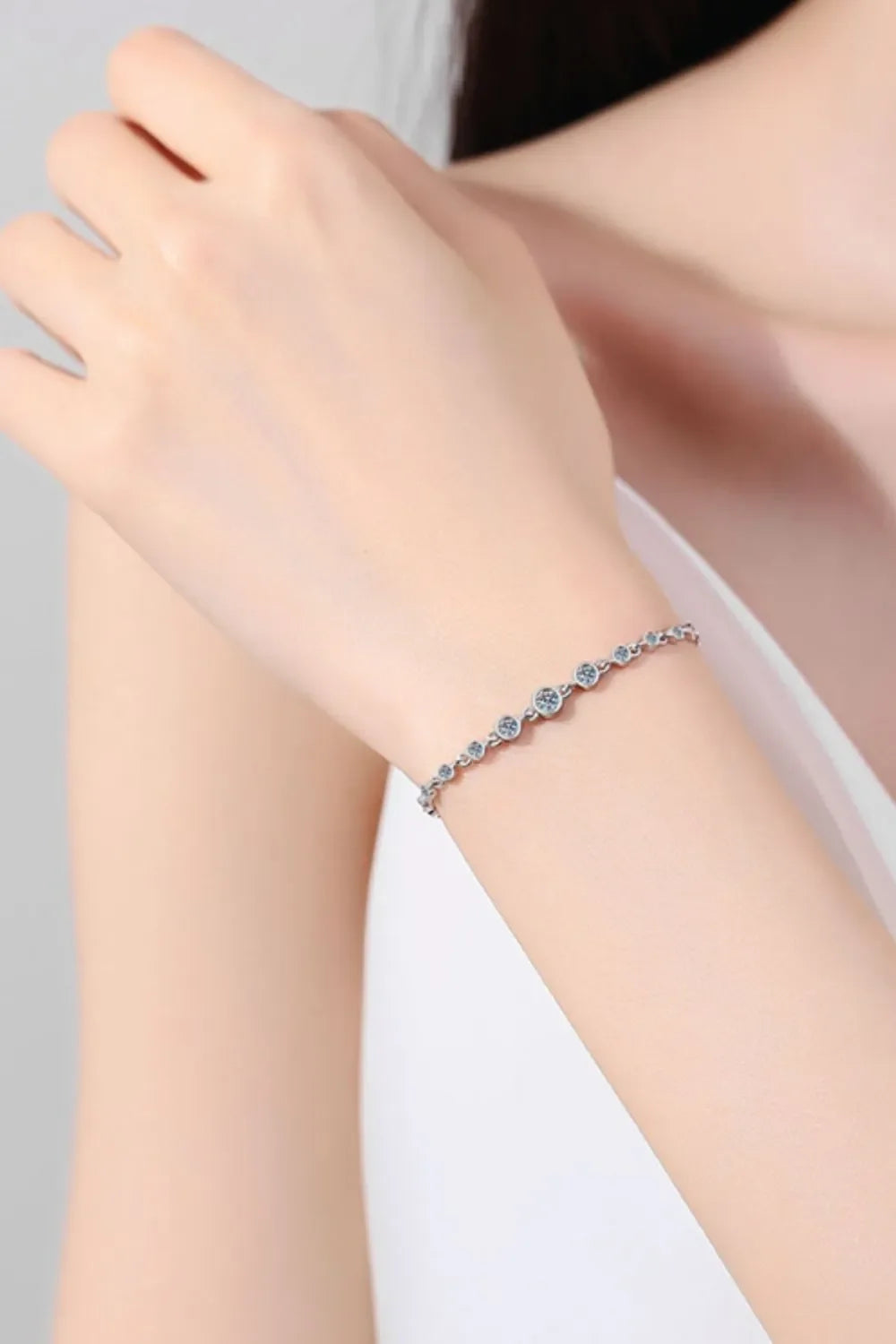 925 Sterling Silver Inlaid Moissanite Bracelet - VAleG
