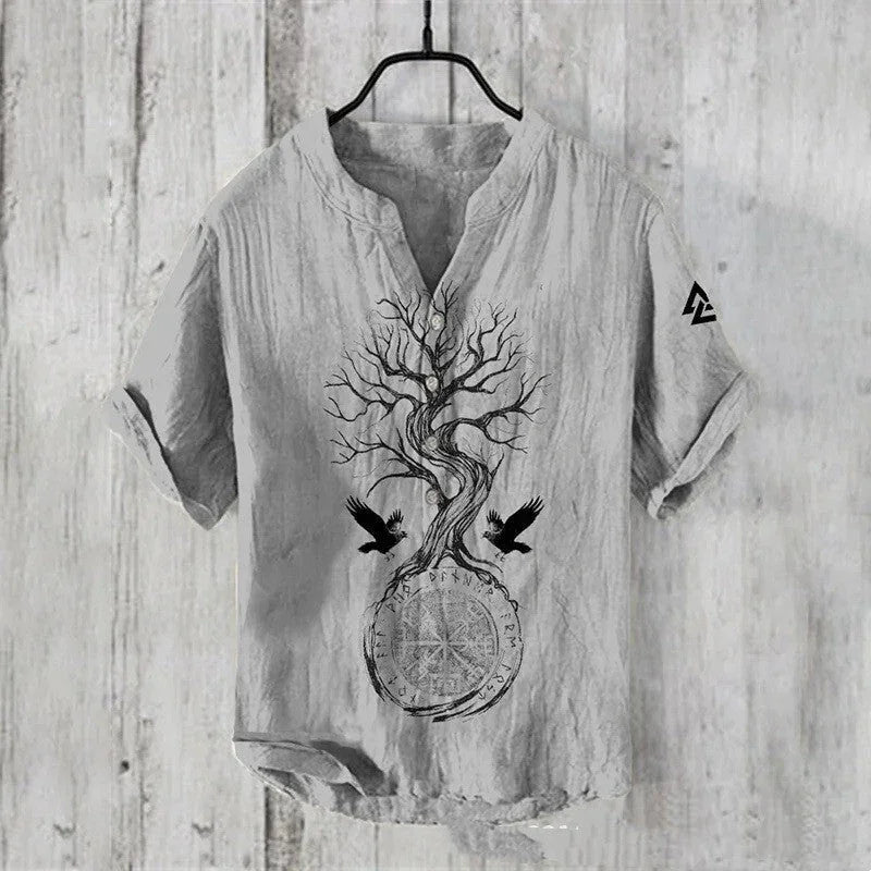 Summer Men's Shirts National Trendy Style Three Breasted - VAleG