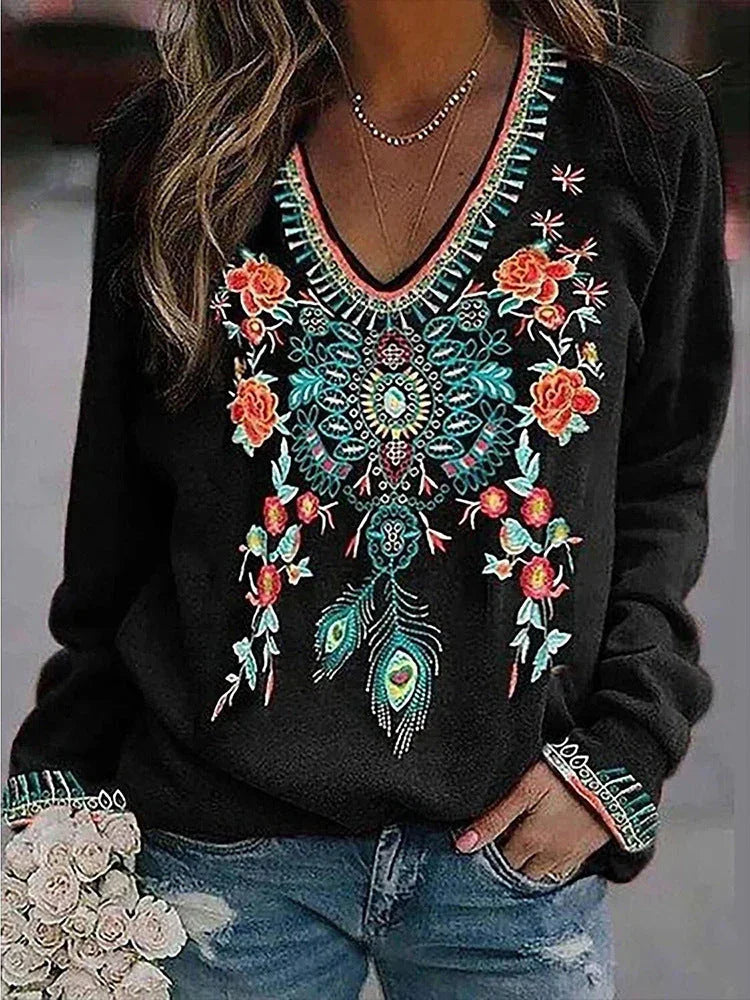 Lapel Ethnic Style Spring And Autumn Long Sleeve Bottoming Shirt - VAleG