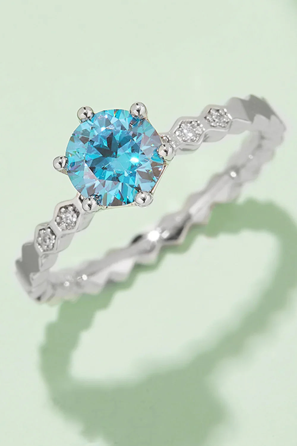 1 Carat Moissanite 6-Prong 925 Sterling Silver Ring - VAleG
