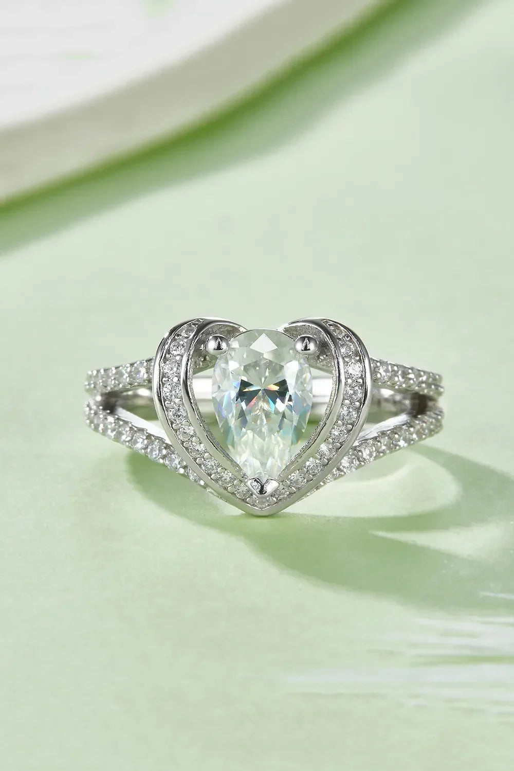 1 Carat Moissanite 925 Sterling Silver Heart Ring - VAleG