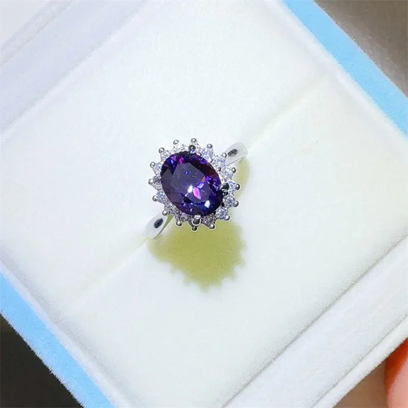 2 Carat 925 Sterling Silver Oval Moissanite Ring - VAleG