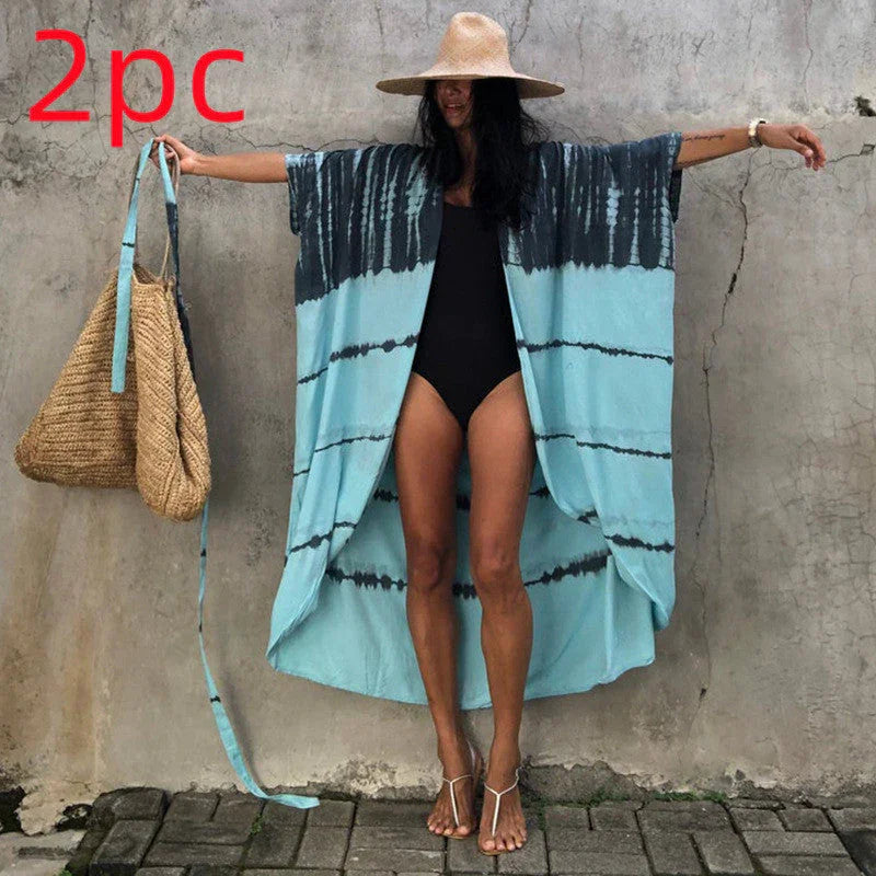 Polyester Ladies Sun Protection Resort Beach Dress Cover Up - VAleG