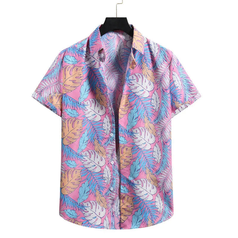 Lapel Cotton Slim-fit Printed Bamboo Shirt - VAleG