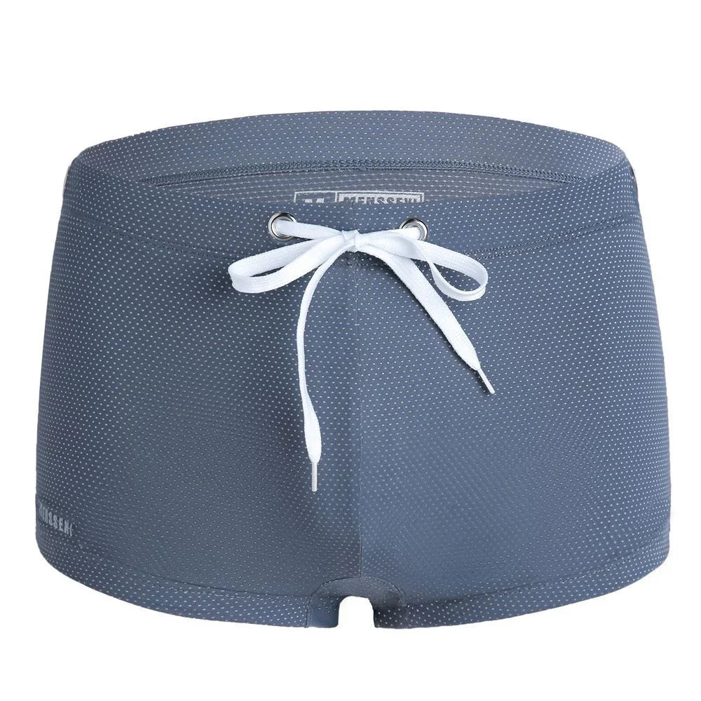 Men's Lace Nylon Low Waist Boxer Swimming Trunks Hot Spring Beach Pants - VAleG
