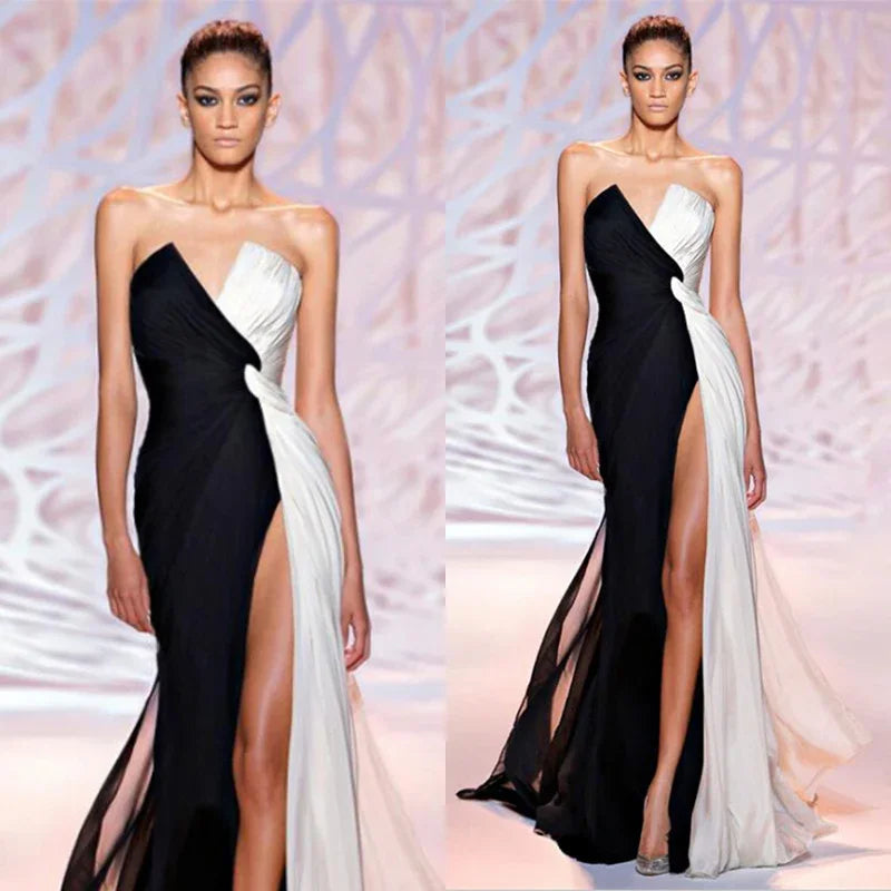 Evening Dress Female Banquet Black Annual Meeting Long Sexy Split Dress Temperament Host Summer - VAleG