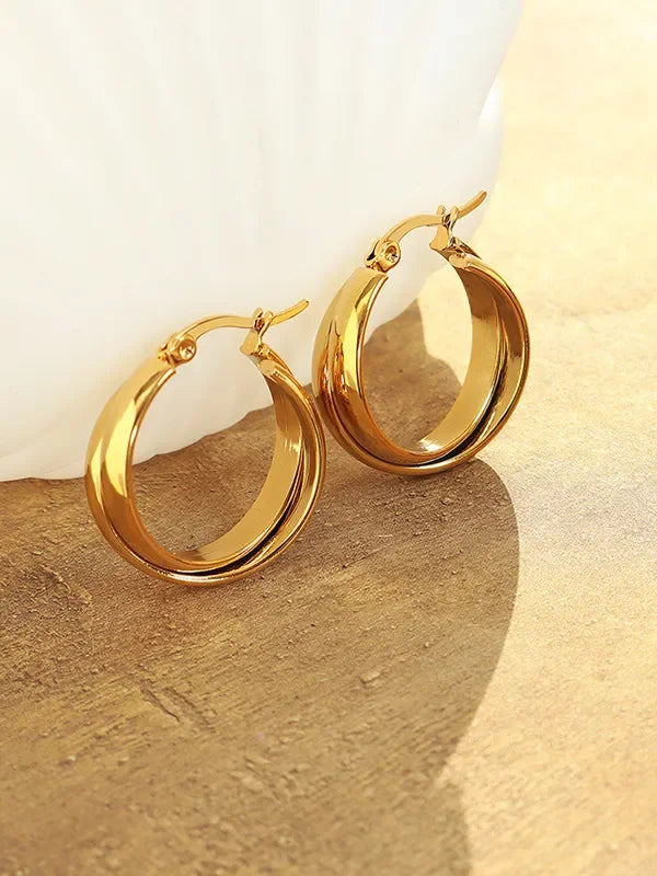 18K Gold-Plated Titanium Steel Huggie Earrings - VAleG