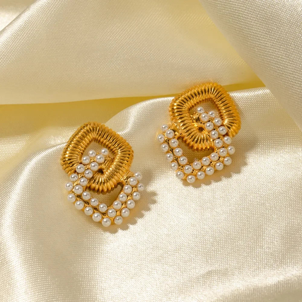 18K Gold-Plated Stainless Steel Square Earrings - VAleG