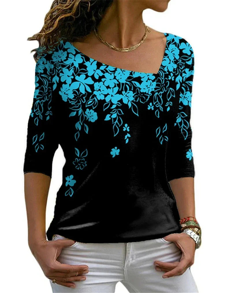 Fashion Women's Long-sleeved V-neck Top Bottoming Shirt - VAleG