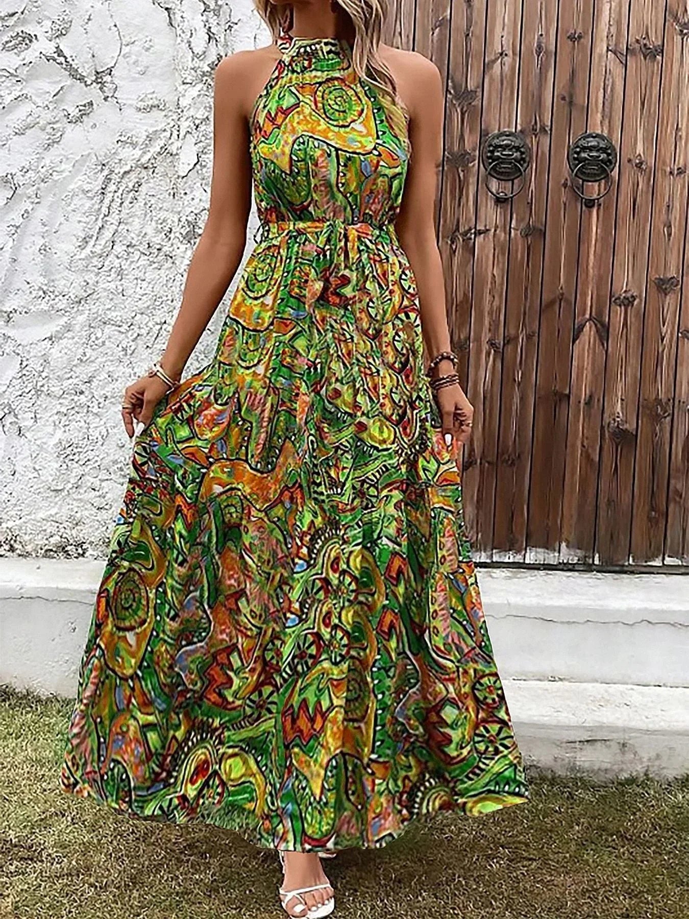 Bohemian Retro Halter Dress Women - VAleG