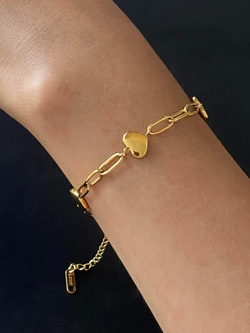18K Gold-Plated Stainless Steel Heart Bracelet - VAleG