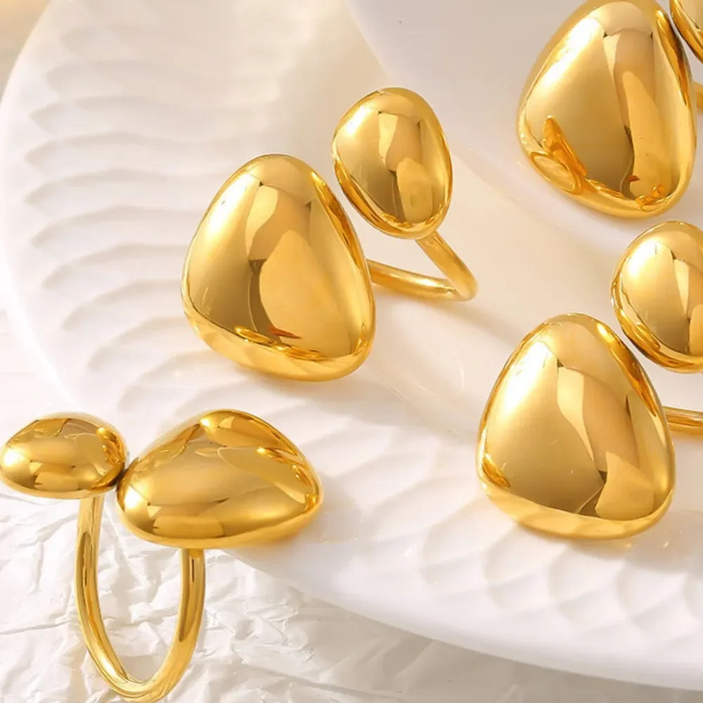 18K Gold-Plated Irregular Bypass Ring - VAleG