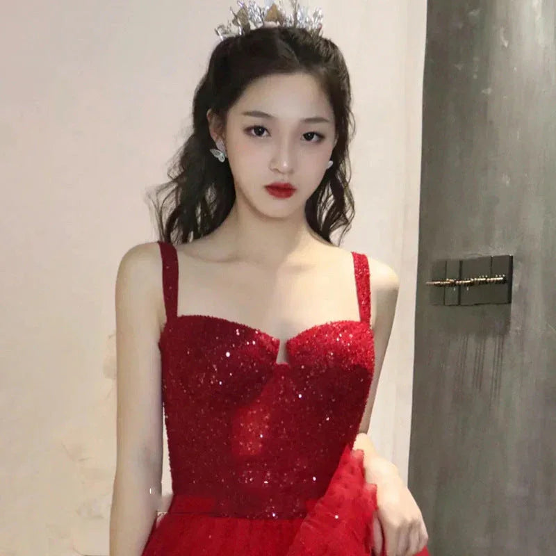 New Sequin Sling High-grade Princess Engagement Dress For Women - VAleG