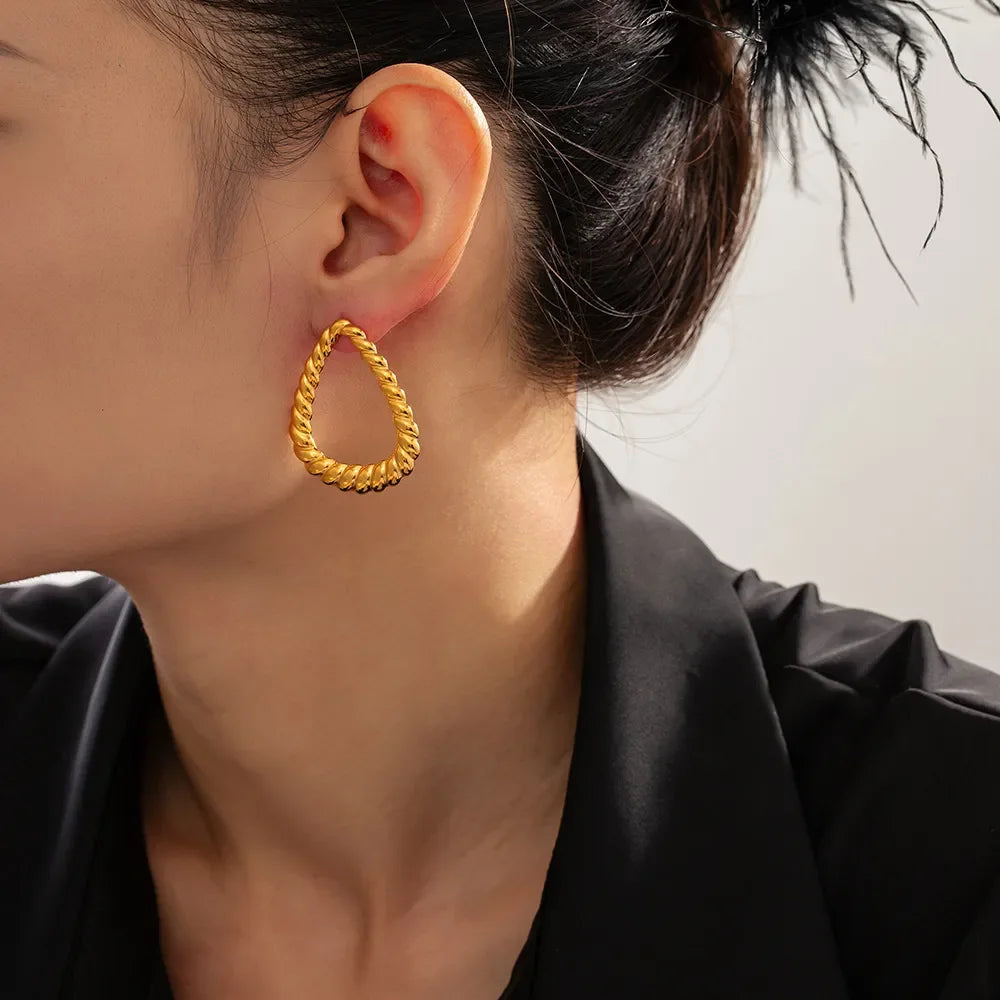 18K Gold-Plated Twisted Earrings - VAleG