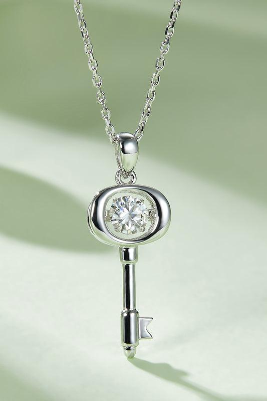Adored Moissanite Key Pendant Necklace - VAleG