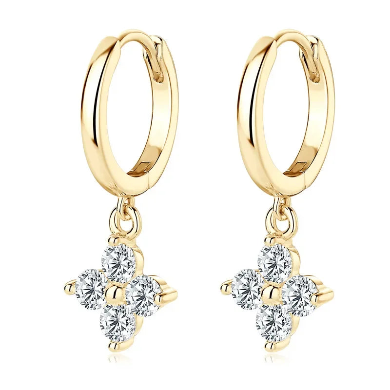 925 Sterling Silver Moissanite Hoop Drop Earrings - VAleG
