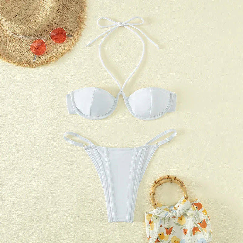 Split Swimsuit Bikini Steel Panther Pattern Swimsuit - VAleG