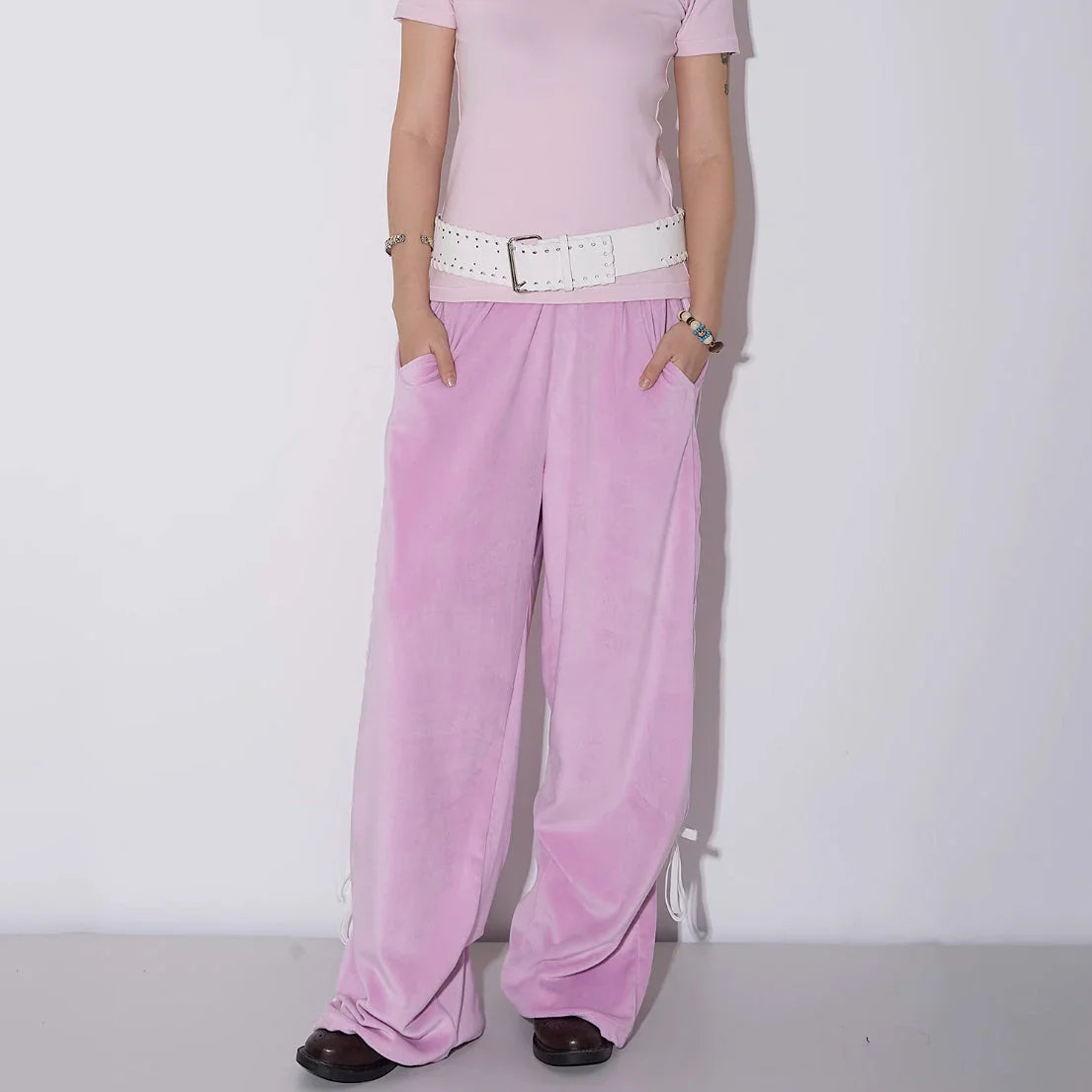 Velvet Wide-leg Pants Women's High Waist Loose Drooping Straight-leg Pants - VAleG