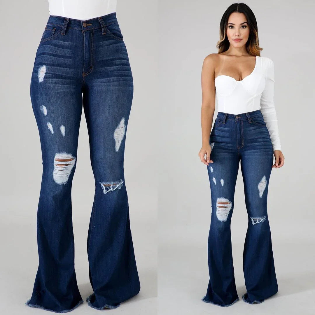 Fashion Women's Slim-fit Buttocks Ripped Jeans - VAleG