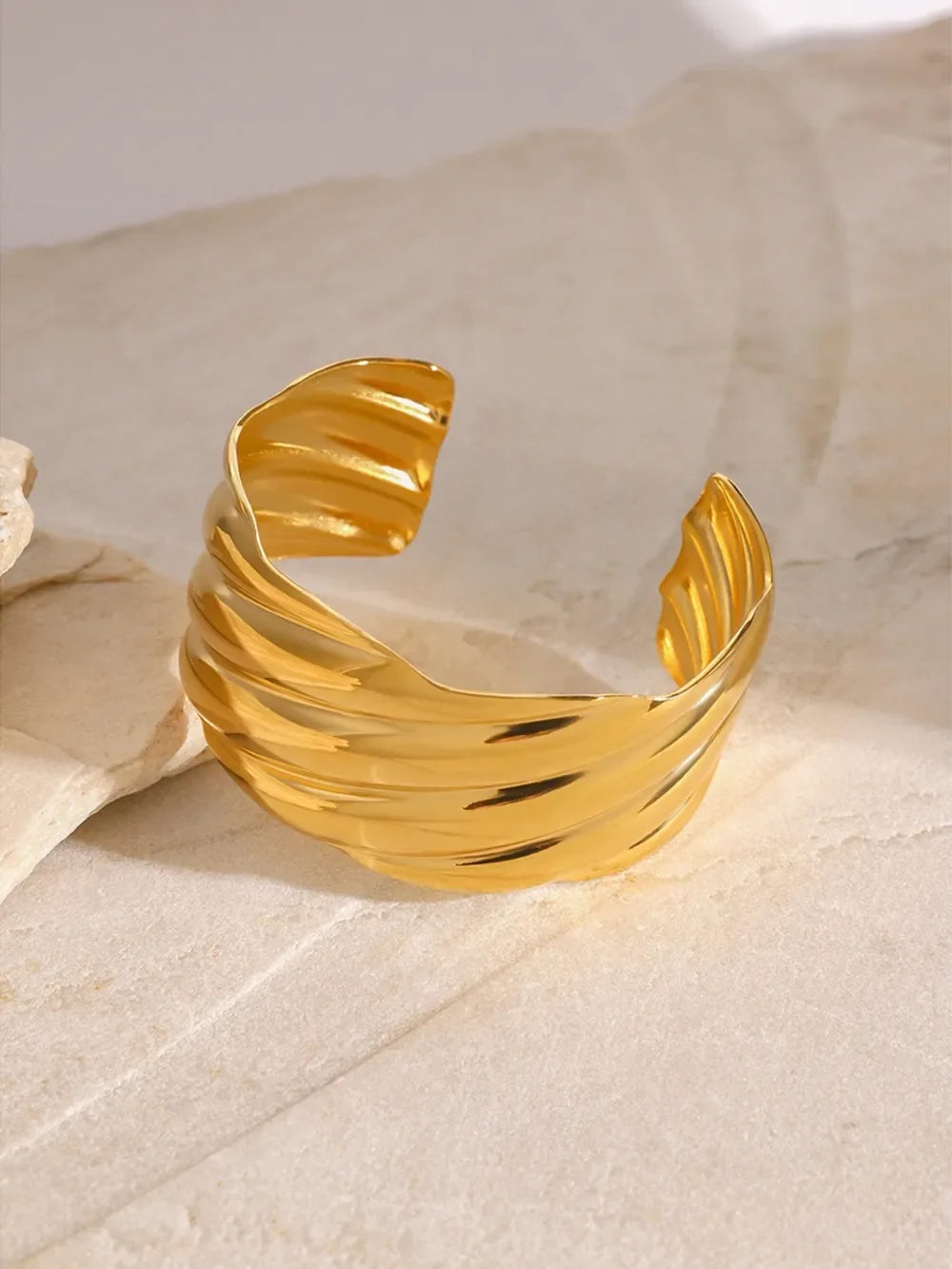 18K Gold-Plated Stainless Steel Open Ring - VAleG