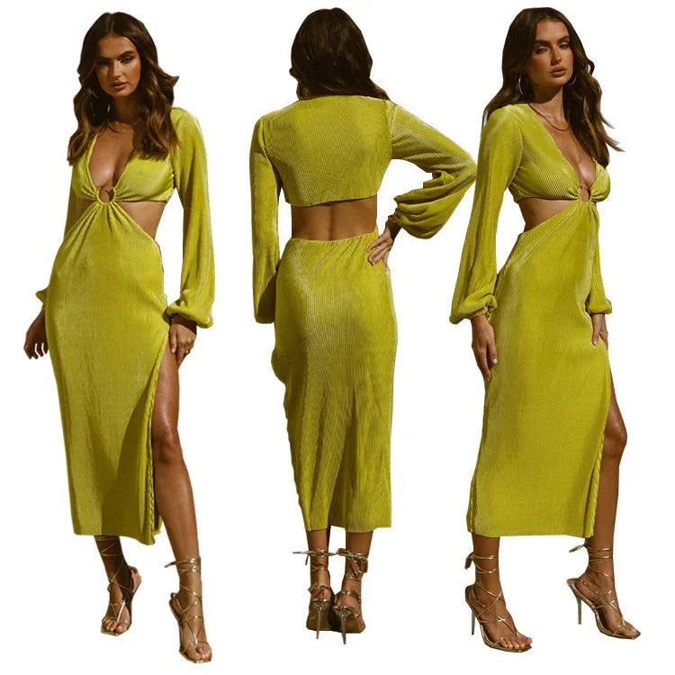 Autumn Fashion Pressed Pleated Waistless Women's Dresses - VAleG
