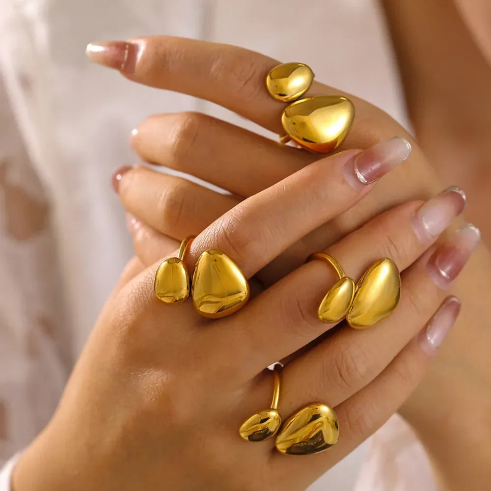 18K Gold-Plated Irregular Bypass Ring - VAleG