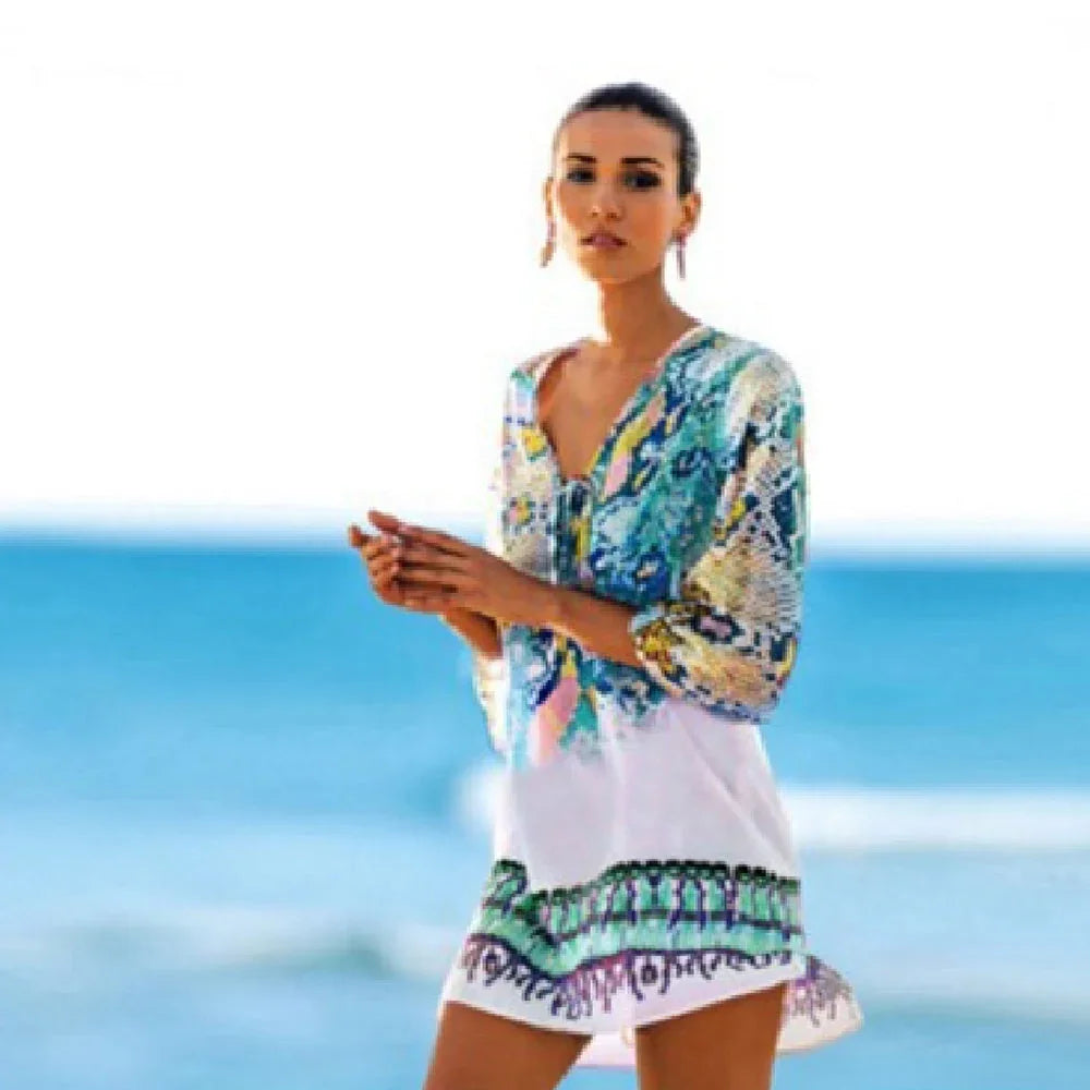 Women's Stylish Beach Blouse Bikini Swimsuit - VAleG