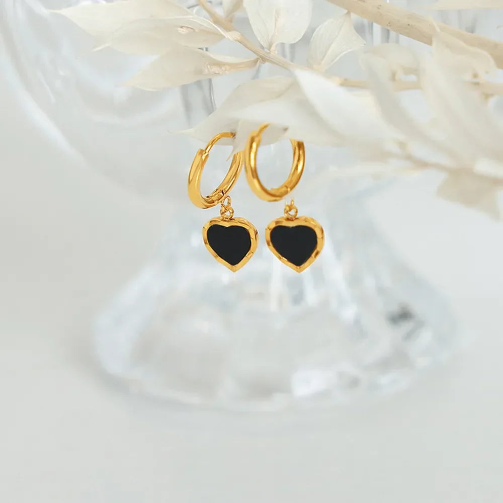 18K Gold-Plated Heart Drop Earrings - VAleG