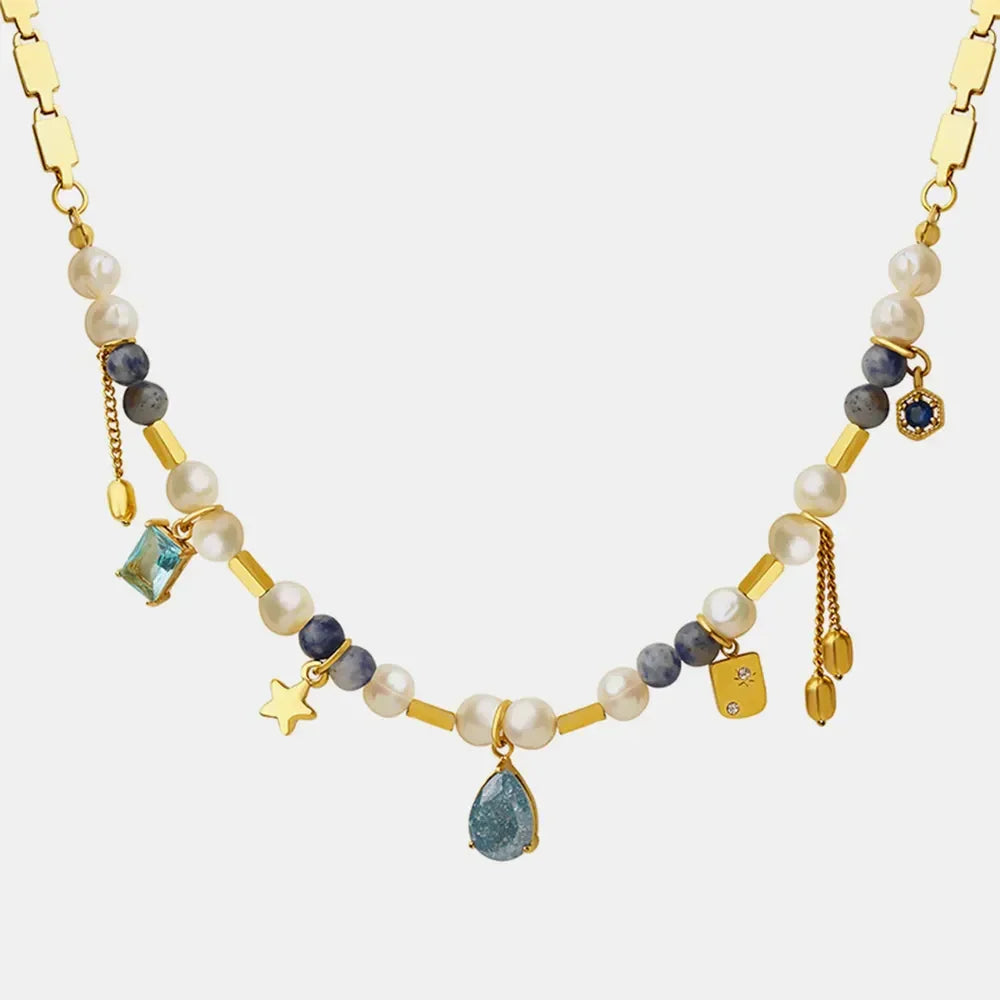 18K Gold-Plated Beaded Charm Necklace - VAleG