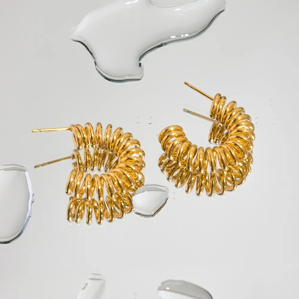 18K Gold-Plated Stainless Steel C-Hoop Earrings - VAleG
