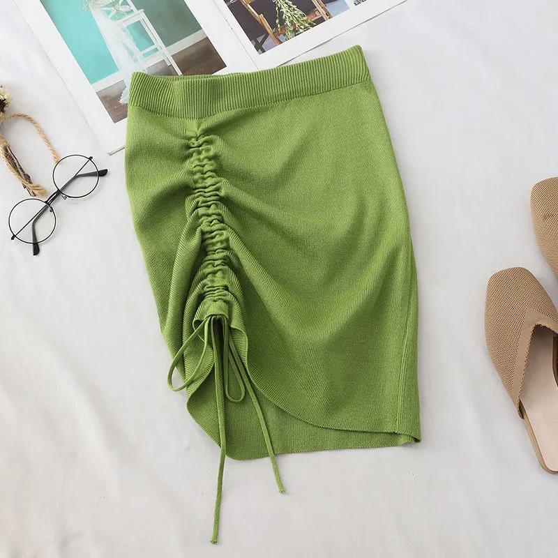 Hot Girl Hip Skirt Design High Waist With Straps Stretch Knitted Women's Skirt - VAleG