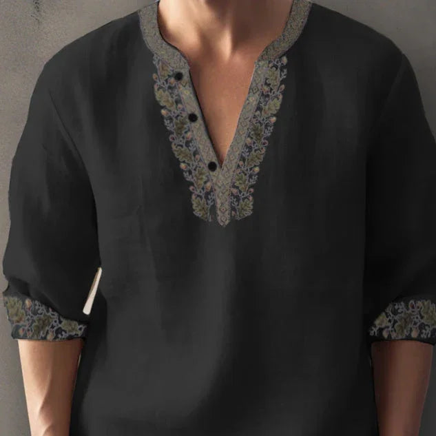 3D Digital Printing Bamboo Linen Long Sleeve European And American - VAleG